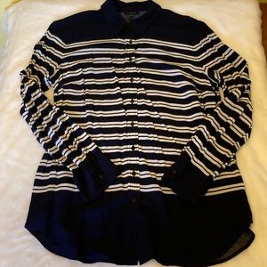 🪷NWOT🪷 Talbots Navy Blue Striped Blouse, Size M